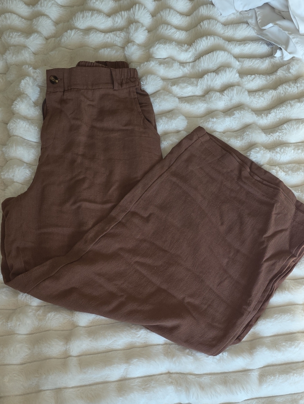 Wide Leg Brown Casual Pants